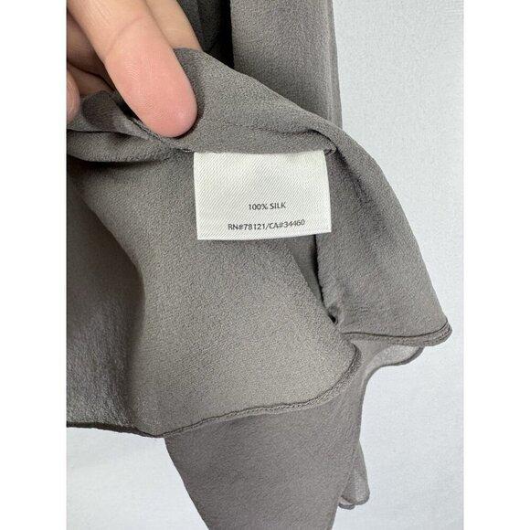 Eileen Fisher 100% Silk Open Front Drape Jacket Womens XS Gray Crepe Sheer Cape - Picture 6 of 10